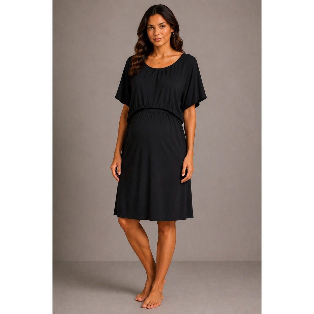 Ekouaer XL Black Maternity Nursing Nightgown Breastfeeding Sleepwear‎